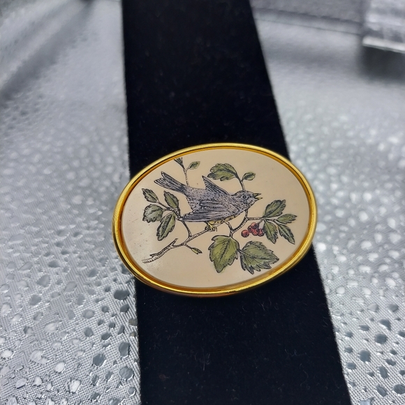 Vintage Barlow Etched Bird Brooch, GC & Attractive. - Picture 2 of 13